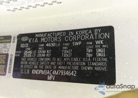 2021 Kia Sportage Lx z USA, uszkodzony, nr VIN KNDPM3AC4M7934642